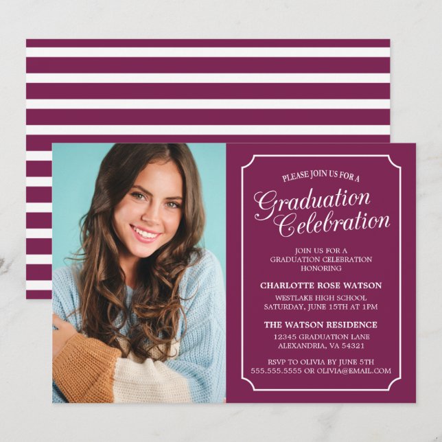 CLASSY CHIC ELEGANT GRADUTY INVITATION PARTI (Devant / Derrière)