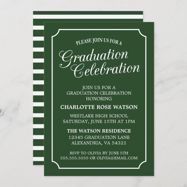 CLASSY CHIC ELEGANT GRADUTY INVITATION PARTI (Devant / Derrière)