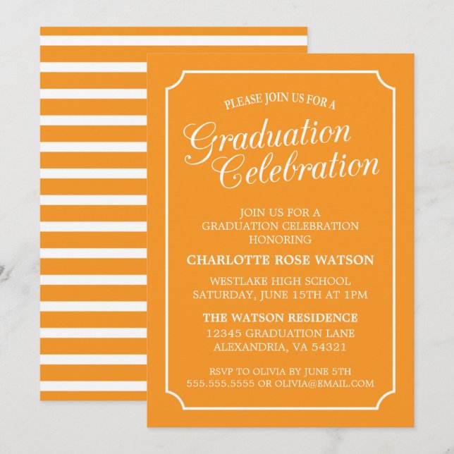 CLASSY CHIC ELEGANT GRADUTY INVITATION PARTI (Devant / Derrière)