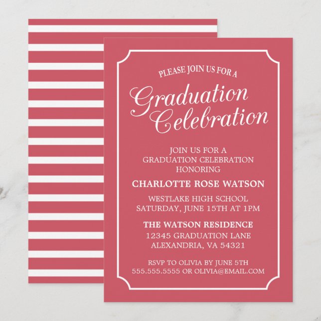 CLASSY CHIC ELEGANT GRADUTY INVITATION PARTI (Devant / Derrière)