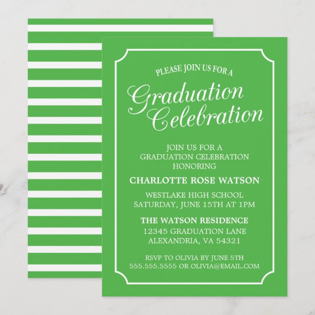 CLASSY CHIC ELEGANT GRADUTY INVITATION PARTI (Devant / Derrière)