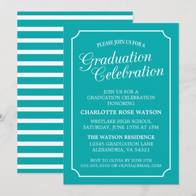 CLASSY CHIC ELEGANT GRADUTY INVITATION PARTI (Devant / Derrière)