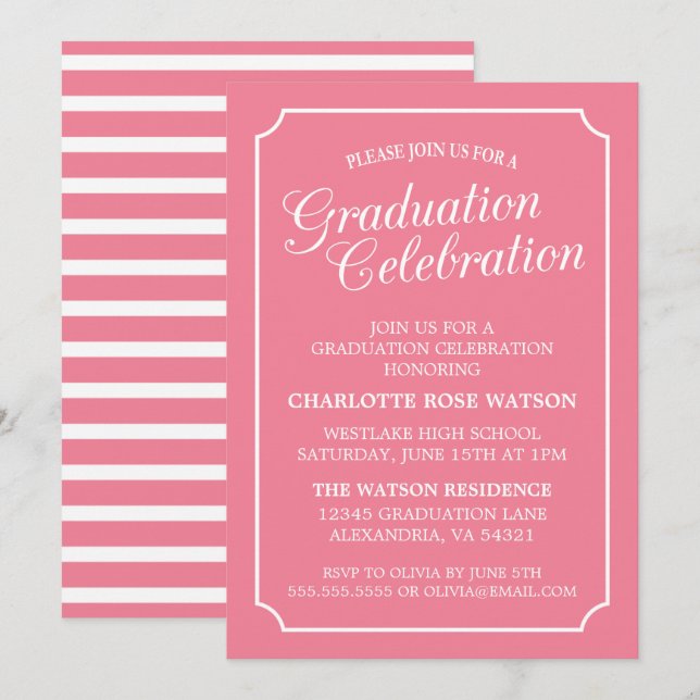 CLASSY CHIC ELEGANT GRADUTY INVITATION PARTI (Devant / Derrière)