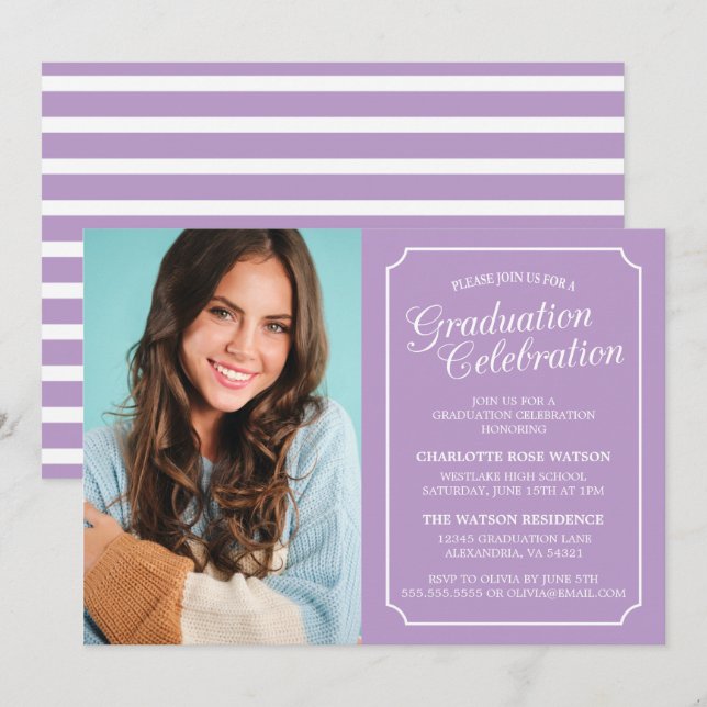 CLASSY CHIC ELEGANT GRADUTY INVITATION PARTI (Devant / Derrière)