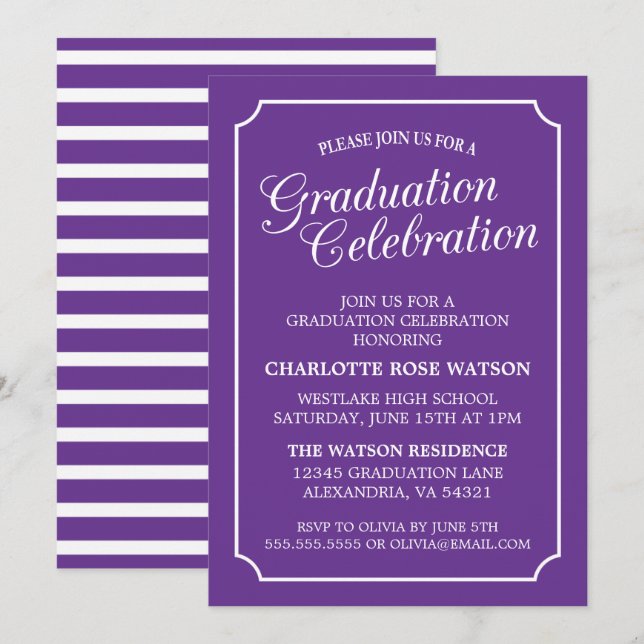 CLASSY CHIC ELEGANT GRADUTY INVITATION PARTI (Devant / Derrière)
