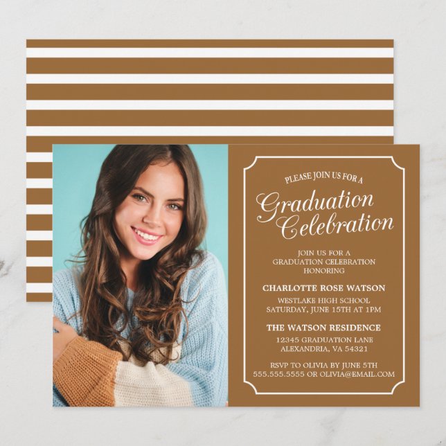 CLASSY CHIC ELEGANT GRADUTY INVITATION PARTI (Devant / Derrière)