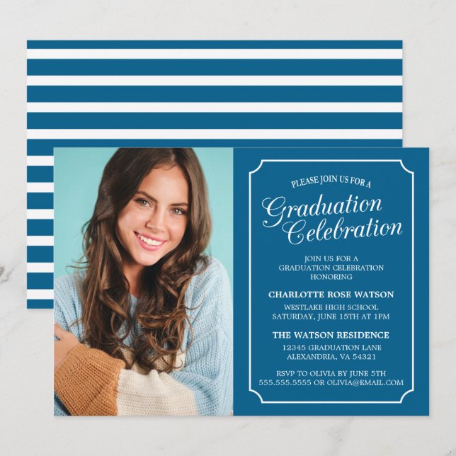 CLASSY CHIC ELEGANT GRADUTY INVITATION PARTI (Devant / Derrière)