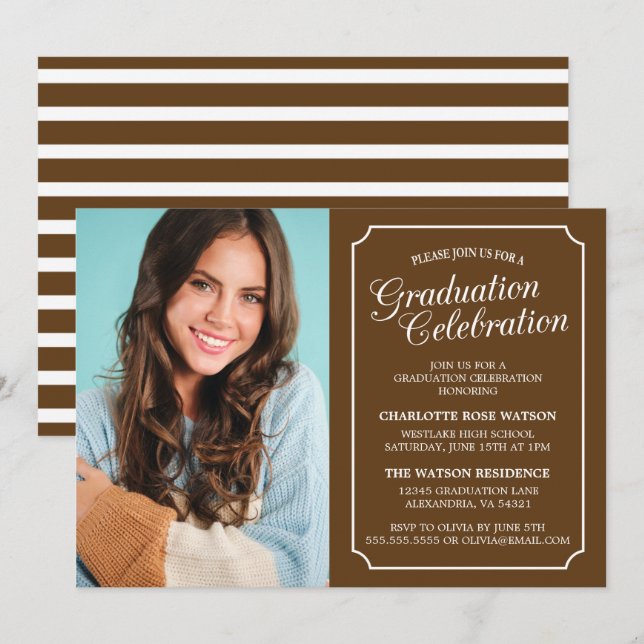 CLASSY CHIC ELEGANT GRADUTY INVITATION PARTI (Devant / Derrière)