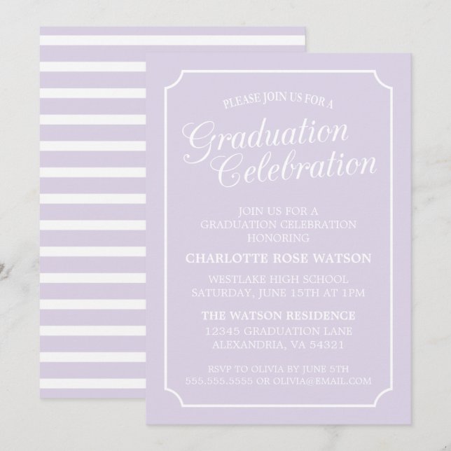 CLASSY CHIC ELEGANT GRADUTY INVITATION PARTI (Devant / Derrière)