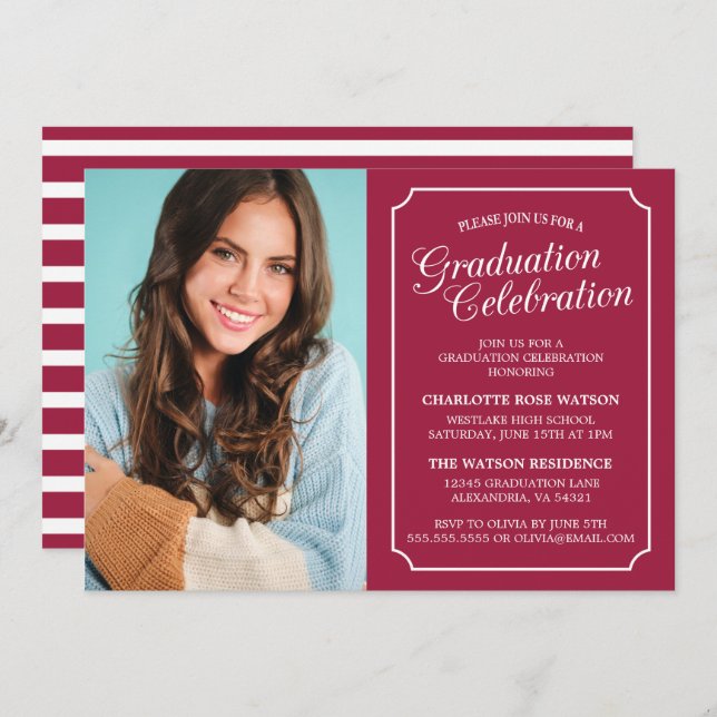 CLASSY CHIC ELEGANT GRADUTY INVITATION PARTI (Devant / Derrière)