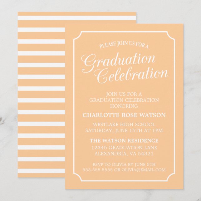 CLASSY CHIC ELEGANT GRADUTY INVITATION PARTI (Devant / Derrière)