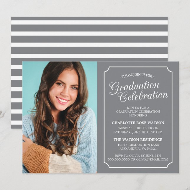 CLASSY CHIC ELEGANT GRADUTY INVITATION PARTI (Devant / Derrière)