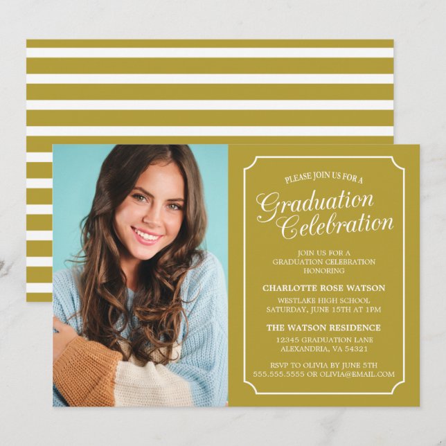 CLASSY CHIC ELEGANT GRADUTY INVITATION PARTI (Devant / Derrière)