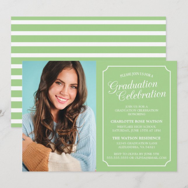CLASSY CHIC ELEGANT GRADUTY INVITATION PARTI (Devant / Derrière)