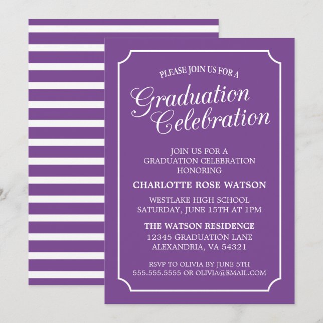 CLASSY CHIC ELEGANT GRADUTY INVITATION PARTI (Devant / Derrière)