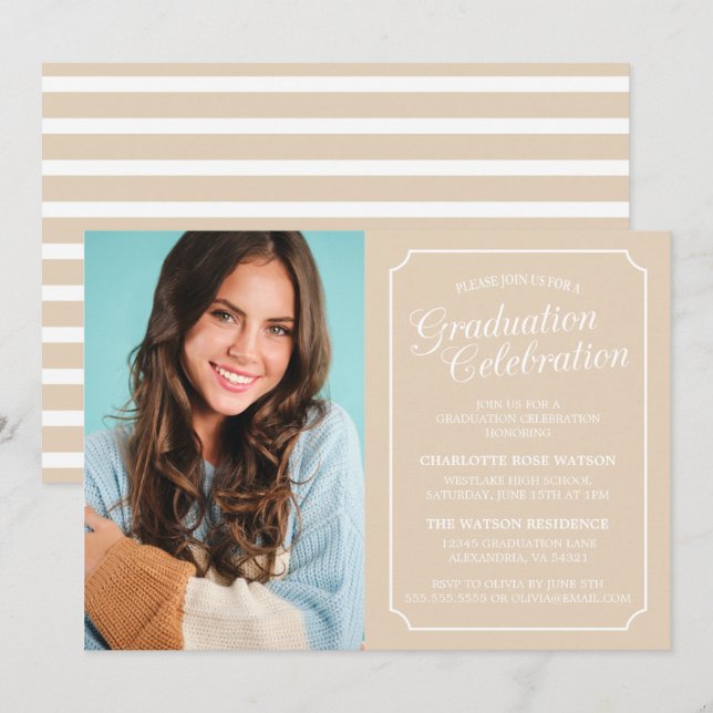 CLASSY CHIC ELEGANT GRADUTY INVITATION PARTI (Devant / Derrière)