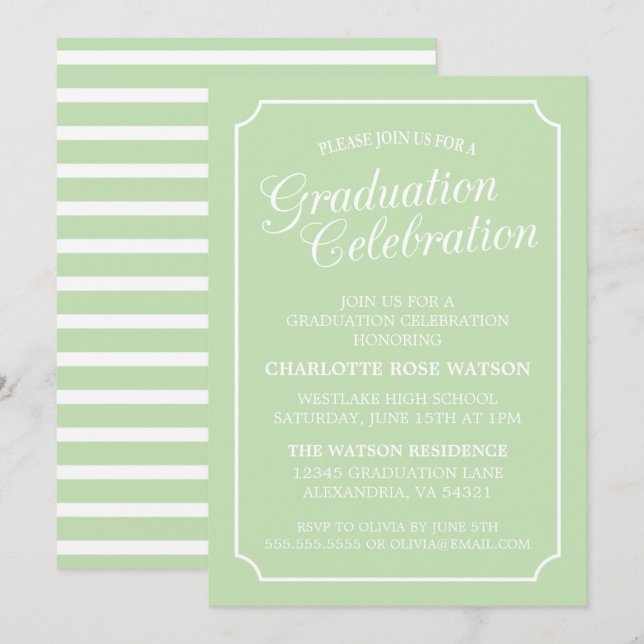 CLASSY CHIC ELEGANT GRADUTY INVITATION PARTI (Devant / Derrière)