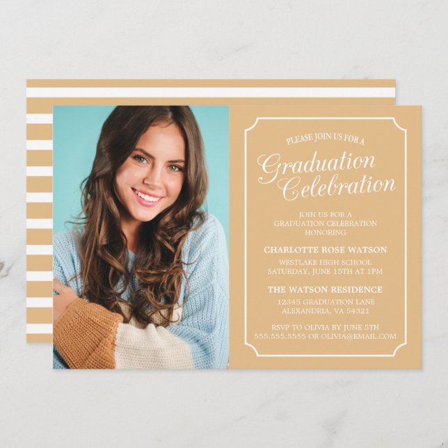 CLASSY CHIC ELEGANT GRADUTY INVITATION PARTI (Devant / Derrière)