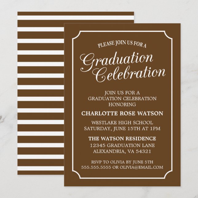 CLASSY CHIC ELEGANT GRADUTY INVITATION PARTI (Devant / Derrière)