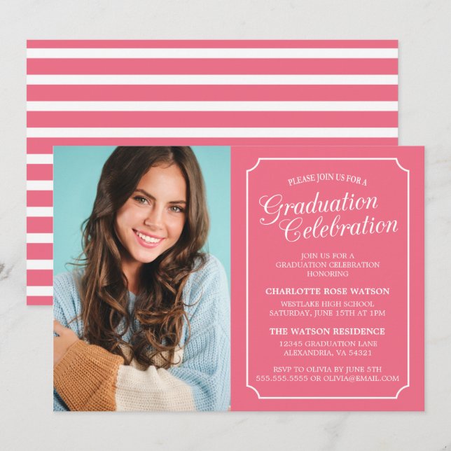 CLASSY CHIC ELEGANT GRADUTY INVITATION PARTI (Devant / Derrière)
