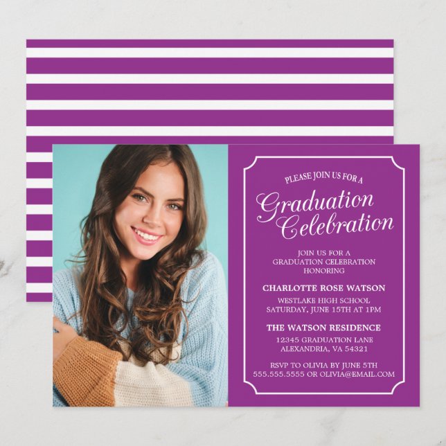 CLASSY CHIC ELEGANT GRADUTY INVITATION PARTI (Devant / Derrière)