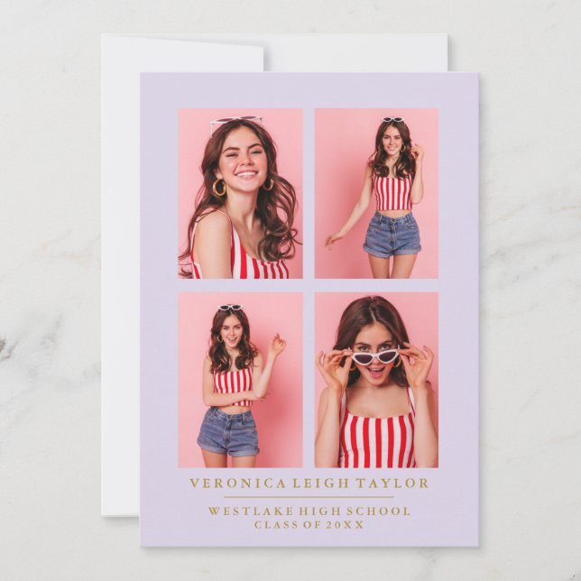 CLASSY CHIC PHOTO COLLAGE FAIRE-PART DE DIPLÔME (Devant)