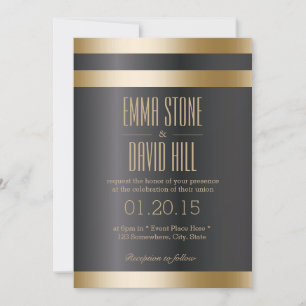 Classy Dark Gold Foil raypes Mariage Invitations