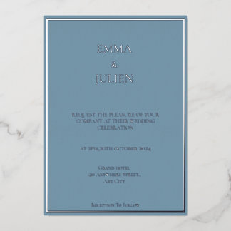 Classy Dusty Blue foil Invitation