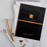 Classy élégant en cuir noir or monogrammed