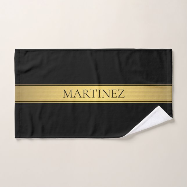 Classy Faux Gold Stripe & Black Arrière - plan ou  (Serviette à main)