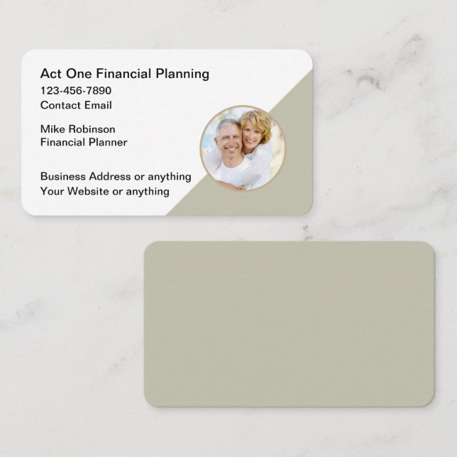 Classy Financial Planner Cartes de visite (Devant / Derrière)