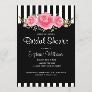 Classy Floral rayures nuptiale invitation douche n