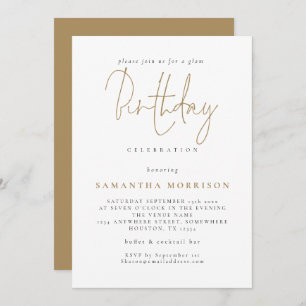 Classy Gold Script N'importe quel âge Invitation a