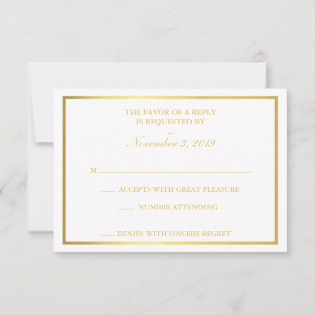 Classy Gold White RSVP (Devant)