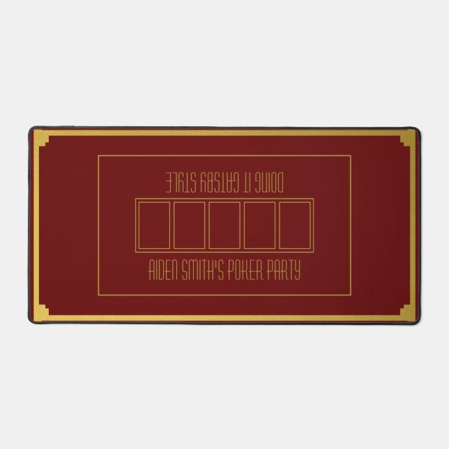Classy Hommes Texas Hold'em Red Gold Poker Table (Recto)