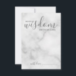 Classy Marble Mariage de conseil et carte de voeux<br><div class="desc">Ajoutez une touche personnelle à votre mariage grâce à un conseil et une carte de souhaits de mariage de script moderne. Cette carte de conseil comporte le titre "mots de sagesse" avec des détails en écriture grise et sans serif style de police sur arrière - plan en marbre blanc. Parfait...</div>