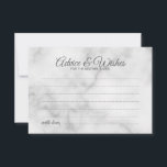 Classy Marble Mariage de conseil et carte de voeux<br><div class="desc">Ajoutez une touche personnelle à votre mariage avec un élégant conseil de mariage et une carte de voeux. Cette carte de conseil comporte le titre en gris moderne élégant style de police de calligraphie et les détails en gris sans serif style de police sur l'arrière - plan en marbre blanc....</div>