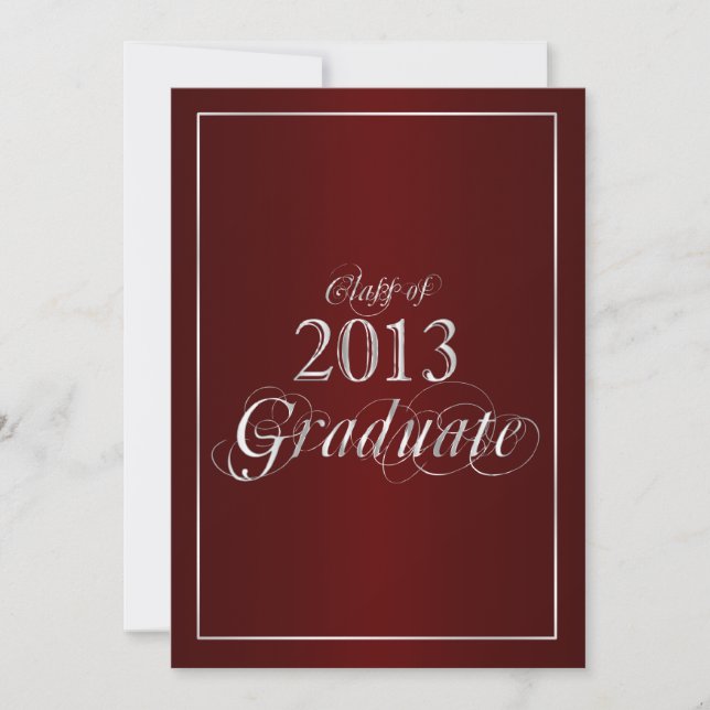 Classy Maroon and Silver 2013 Graduate Invitation (Devant)
