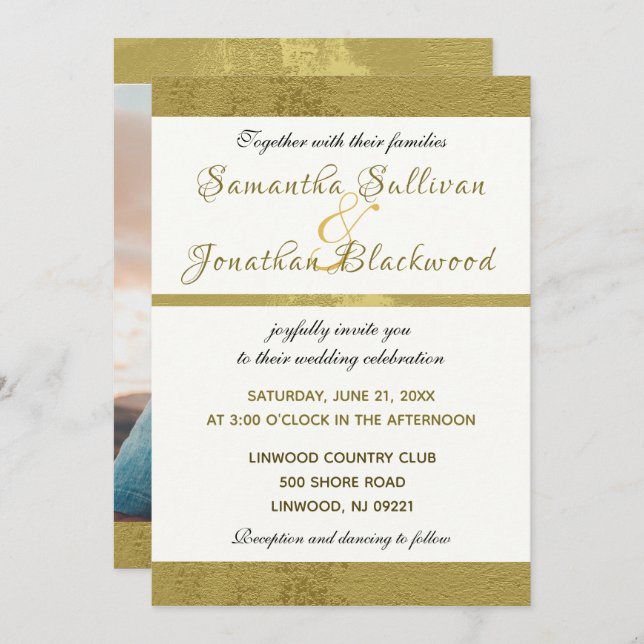 Classy Moderne Calligraphie Faire-part de mariage  (Devant / Derrière)