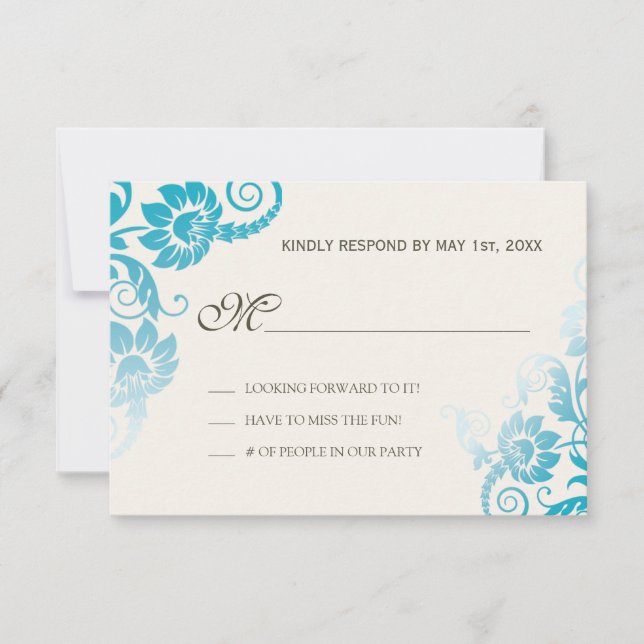 Classy Ombre Shades de mariage Turquoise RSVP (Devant)