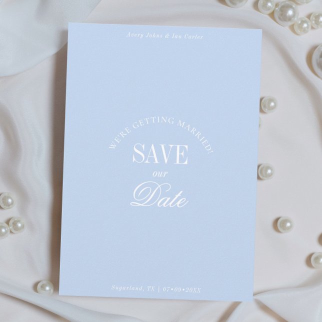 Classy Pastel Blue Elegant Save the Date Card (Créateur téléchargé)