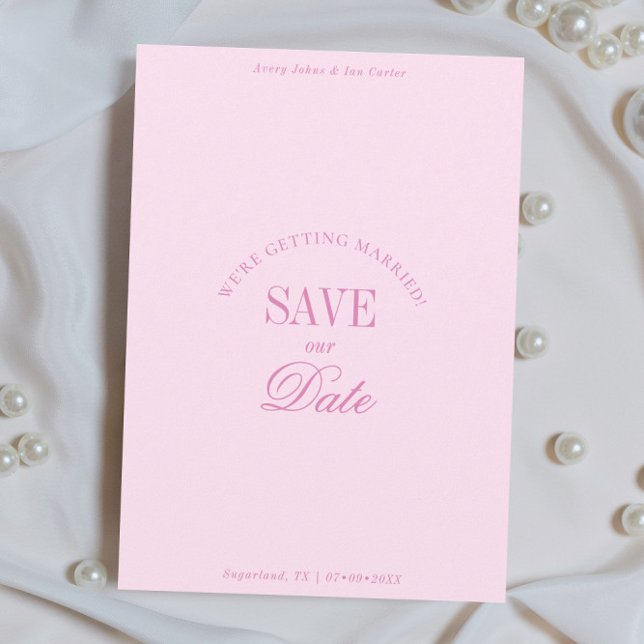 Classy Pastel Pink Elegant Save the Date Card (Créateur téléchargé)