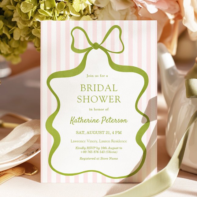 Classy Pink & Sage Bridal Shower Invitation (Créateur téléchargé)