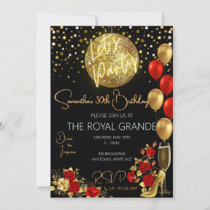 Classy Red et Gold Fancy Invitation d'anniversaire