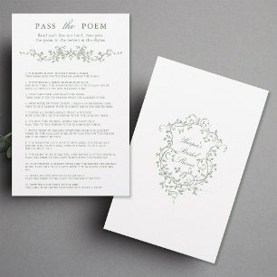 Classy Sage Green Floral 'Passer le poème' Jeu