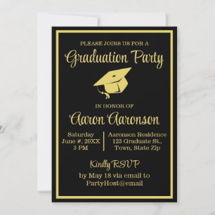 Classy Stylish Gold sur Black Graduation Photo