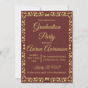 Classy Stylish Gold sur Maroon Graduation