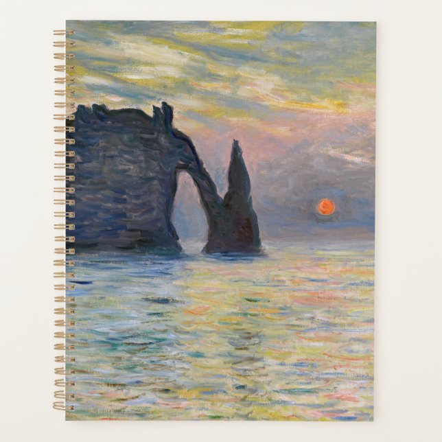 Claude Monet - La Falaise, Etretat, Coucher de sol (Devant)
