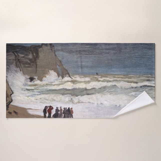 Claude Monet - Mer agitée à Etretat (Serviette de bain)