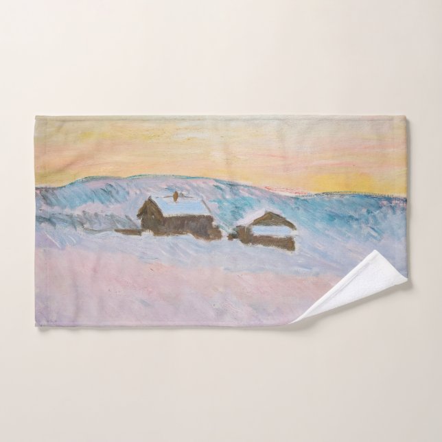 Claude Monet - Norvège Paysage, Maisons Bleues (Serviette à main)
